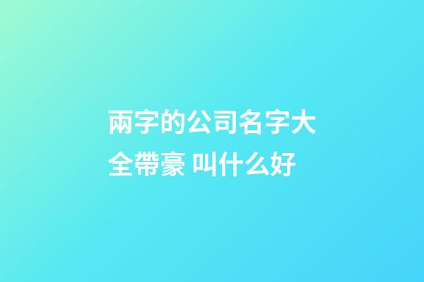 兩字的公司名字大全帶豪 叫什么好-第1張-公司起名-玄機派